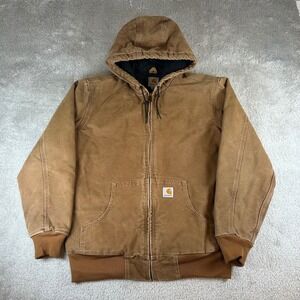 Carhartt J130 211 Men's Medium Brown Cotton Duck Quilted Flannel Active Jacket